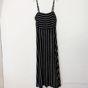 Chico's Zenergy Malian Striped Maxi Dress Convertible Strappy Black White 3 XL